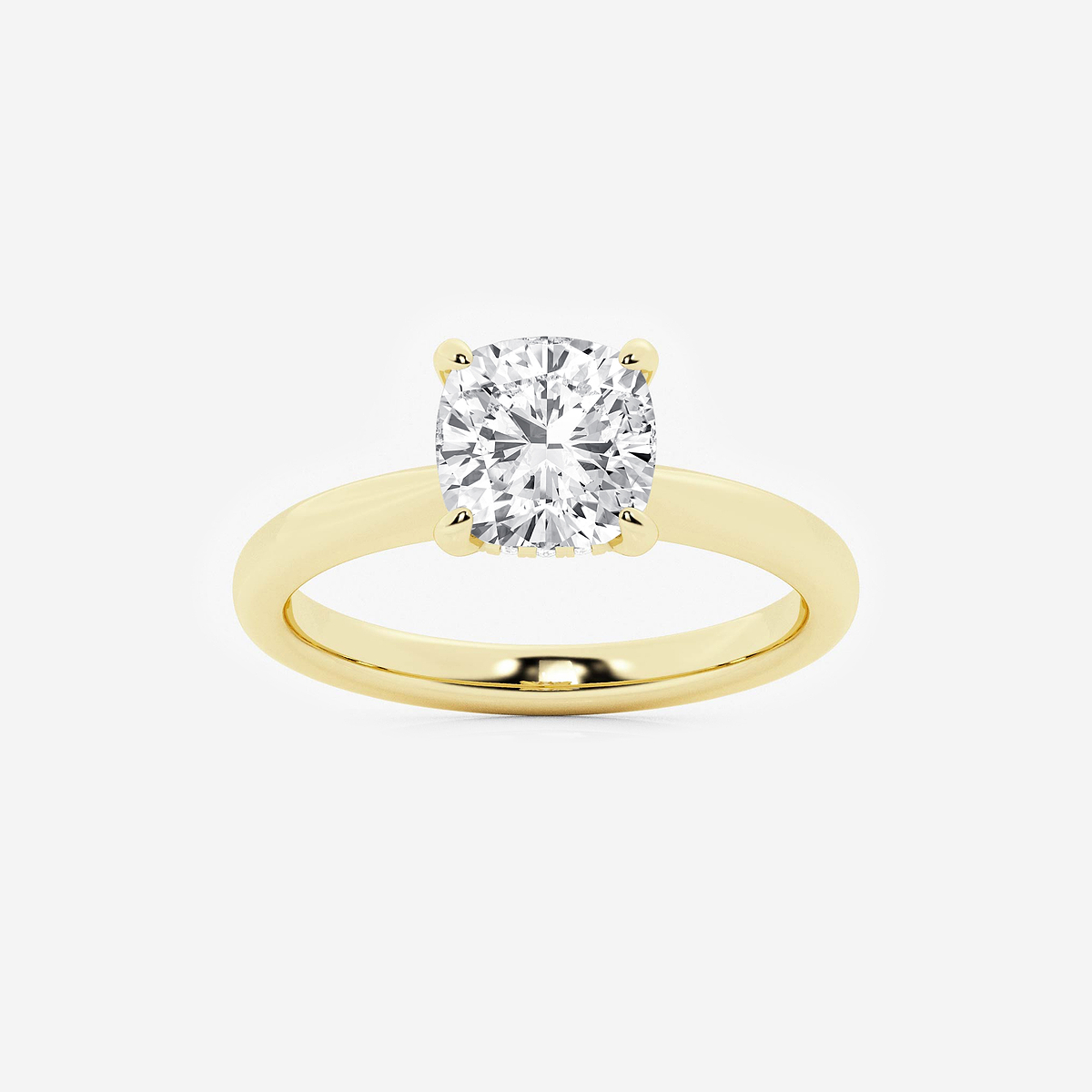 2 ctw Cushion Lab Grown Diamond Hidden Halo Engagement Ring