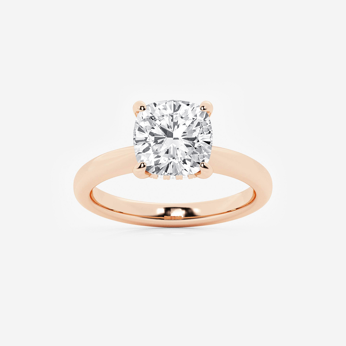 3 ctw Cushion Lab Grown Diamond Hidden Halo Engagement Ring