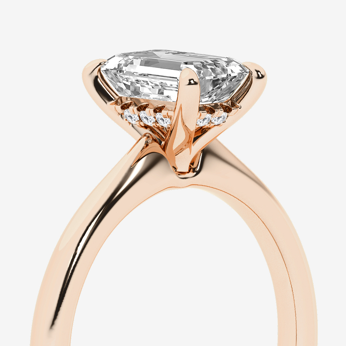 Additional Image 2 for  1 1/2 ctw Emerald Lab Grown Diamond Hidden Halo Engagement Ring