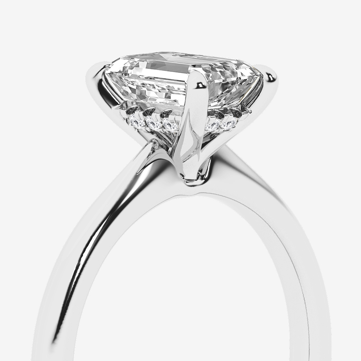 Additional Image 2 for  1 1/2 ctw Emerald Lab Grown Diamond Hidden Halo Engagement Ring