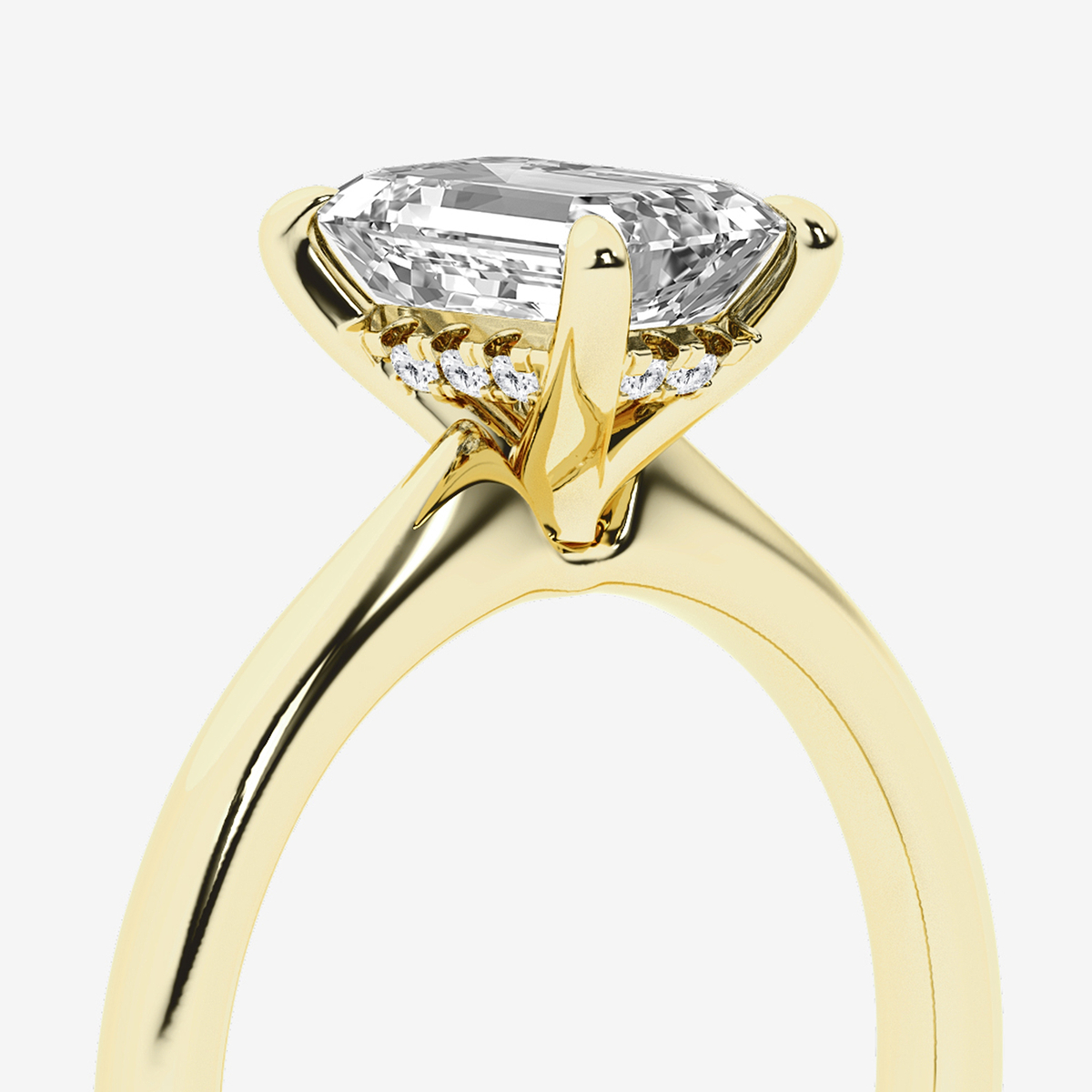 Additional Image 2 for  1 1/2 ctw Emerald Lab Grown Diamond Hidden Halo Engagement Ring