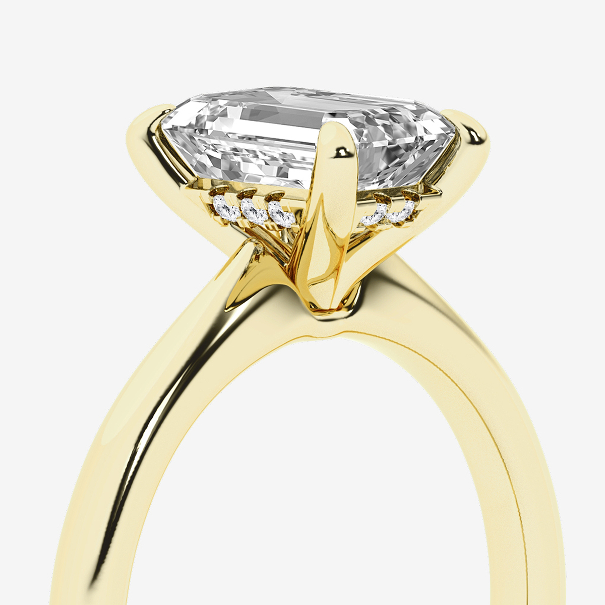 Additional Image 2 for  2 ctw Emerald Lab Grown Diamond Hidden Halo Engagement Ring