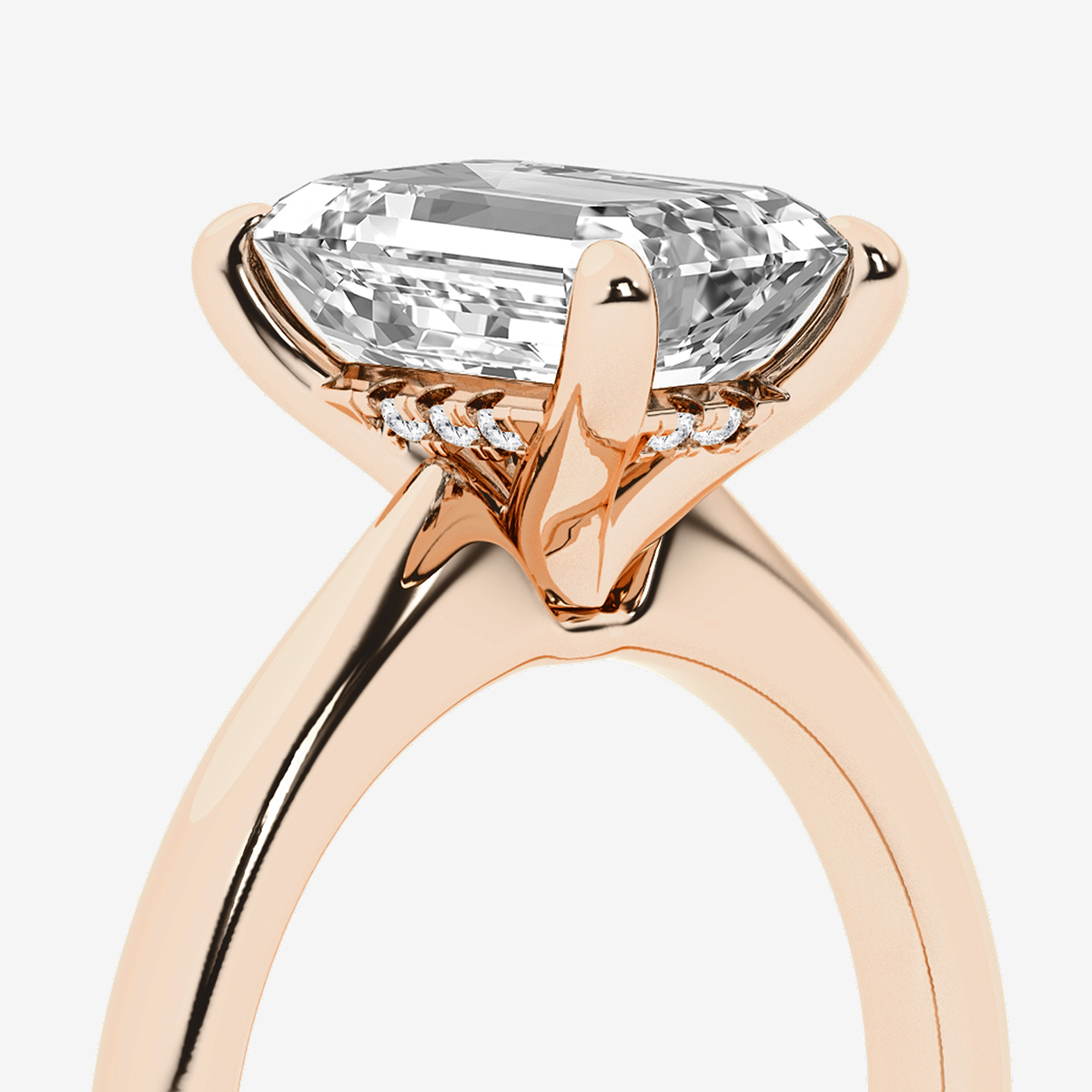 Additional Image 2 for  3 ctw Emerald Lab Grown Diamond Hidden Halo Engagement Ring