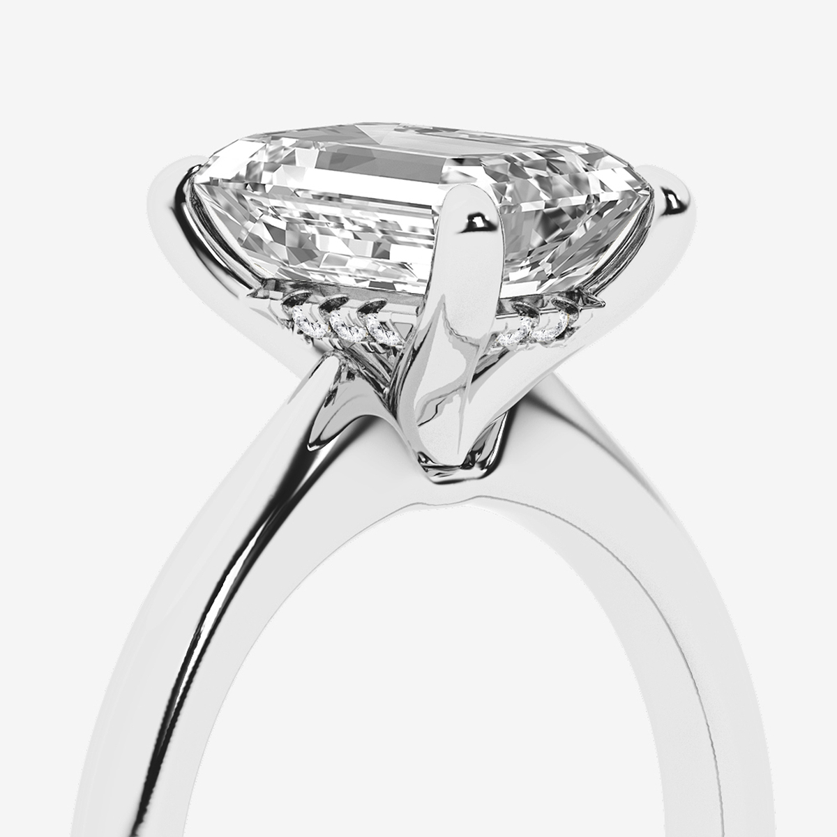 Additional Image 2 for  3 ctw Emerald Lab Grown Diamond Hidden Halo Engagement Ring