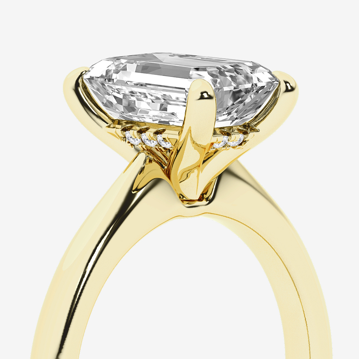 Additional Image 2 for  3 ctw Emerald Lab Grown Diamond Hidden Halo Engagement Ring