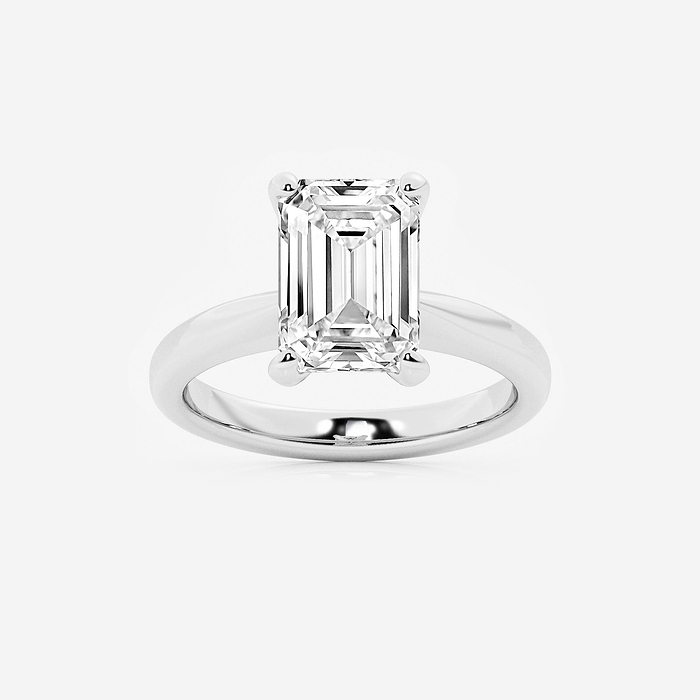Briel - 4 ctw Emerald Lab Grown Diamond Hidden Halo Engagement Ring