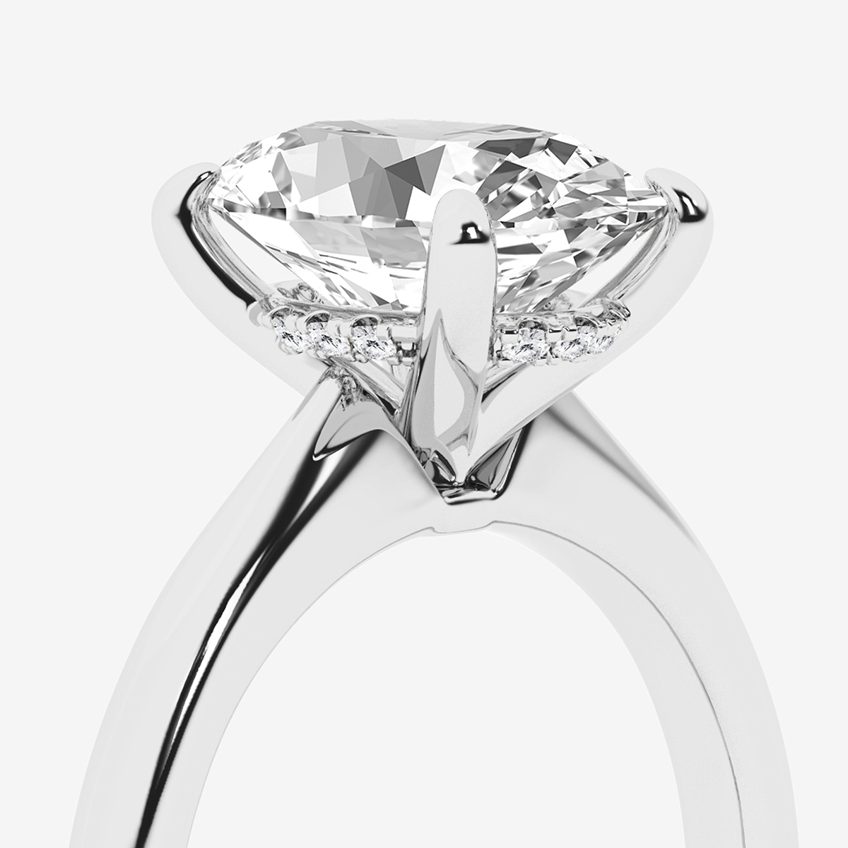 Additional Image 2 for  3 ctw Oval Lab Grown Diamond Hidden Halo Engagement Ring