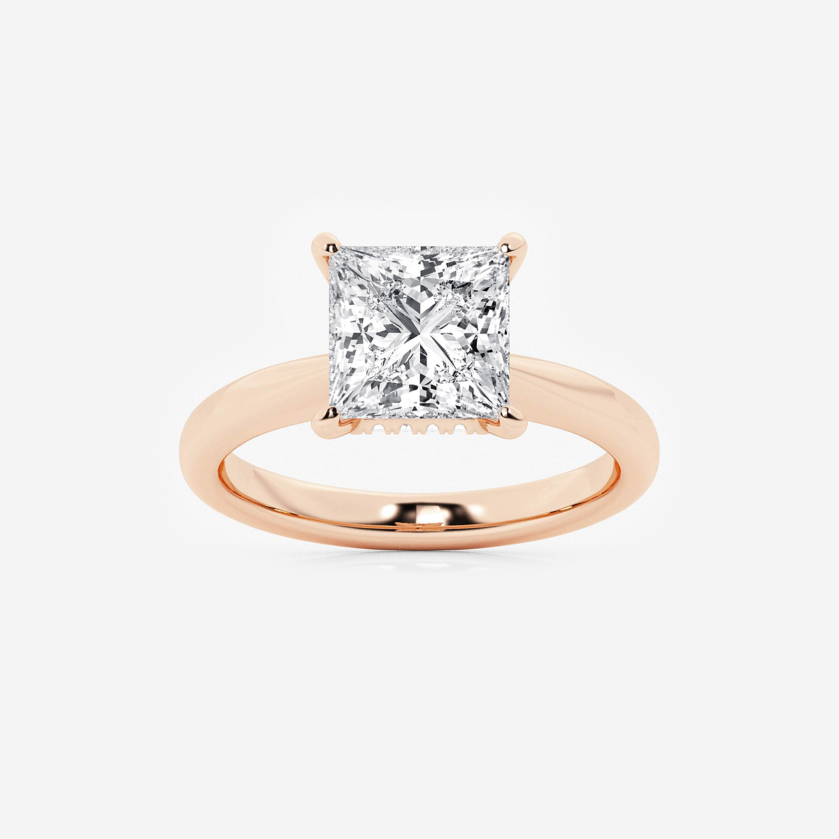 3 ctw Princess Lab Grown Diamond Hidden Halo Engagement Ring