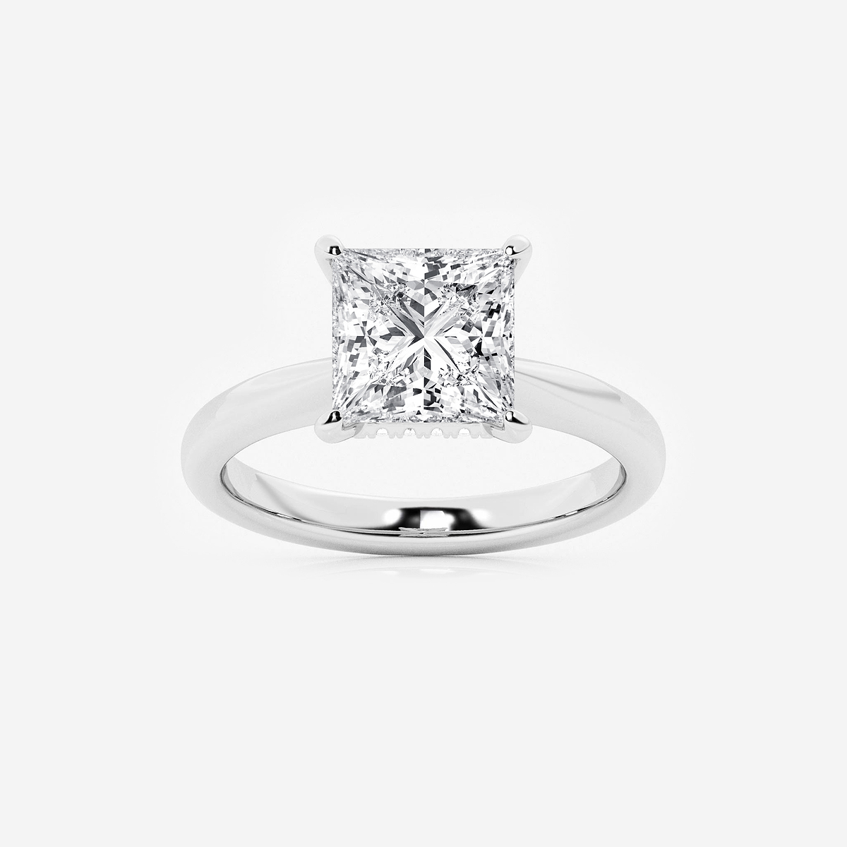 3 ctw Princess Lab Grown Diamond Hidden Halo Engagement Ring