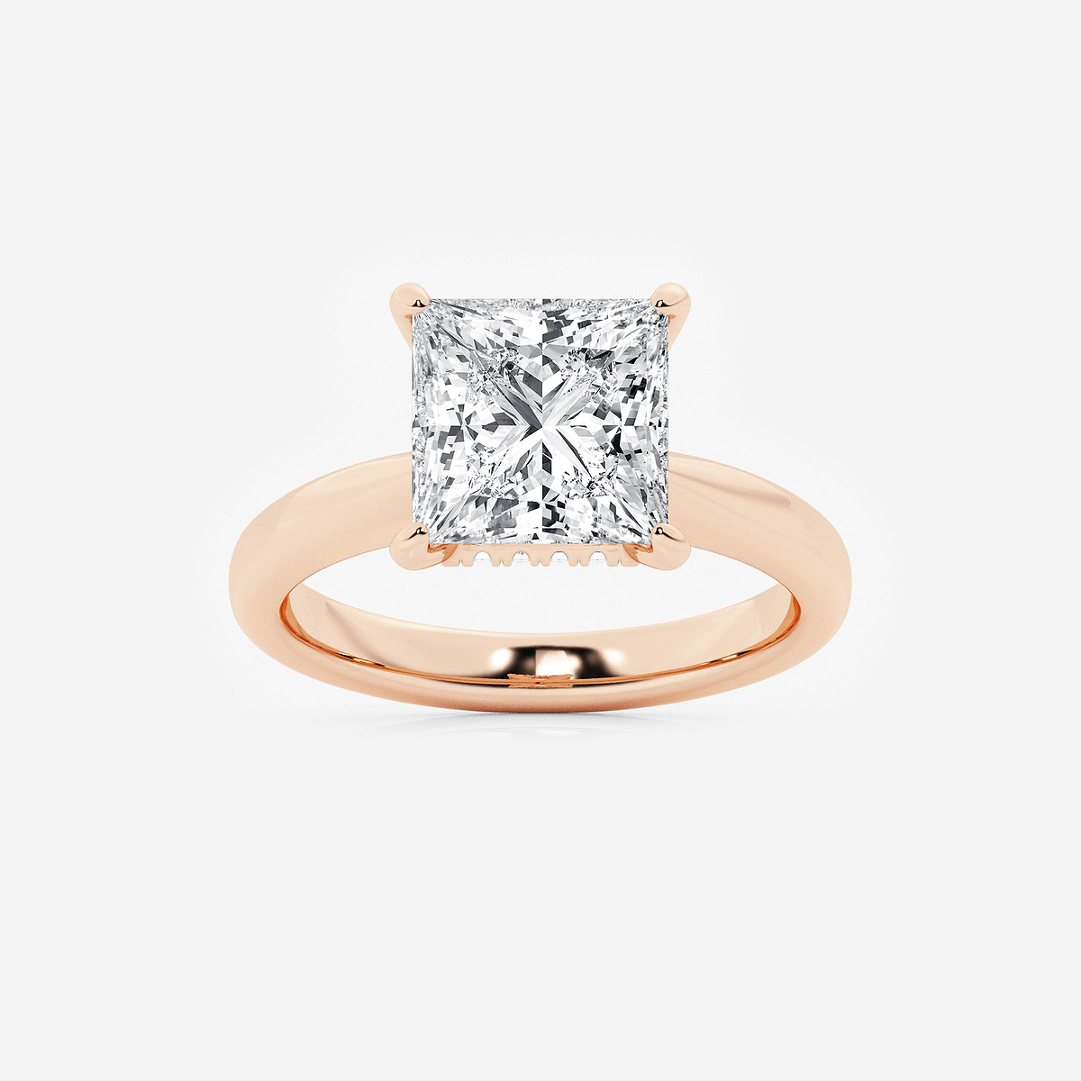 4 ctw Princess Lab Grown Diamond Hidden Halo Engagement Ring