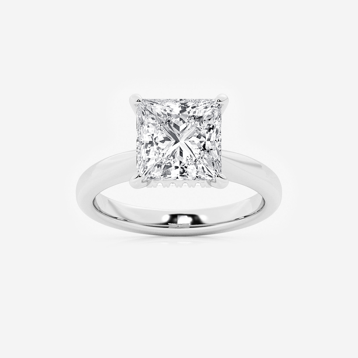 4 ctw Princess Lab Grown Diamond Hidden Halo Engagement Ring