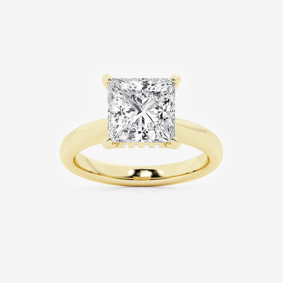 4 ctw Princess Lab Grown Diamond Hidden Halo Engagement Ring