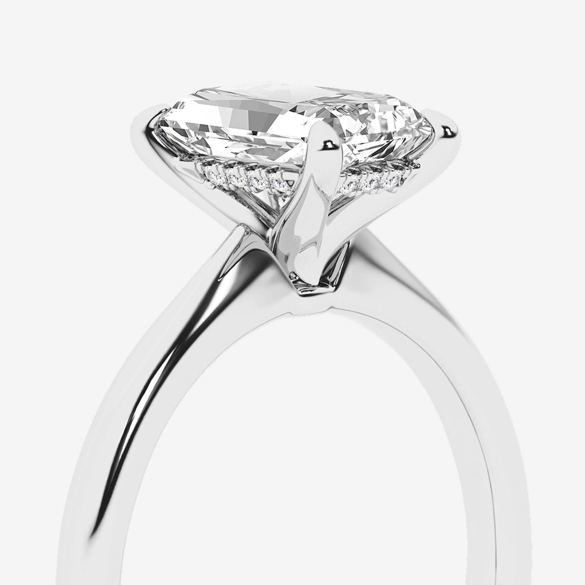 Additional Image 2 for  1 1/2 ctw Radiant Lab Grown Diamond Hidden Halo Engagement Ring