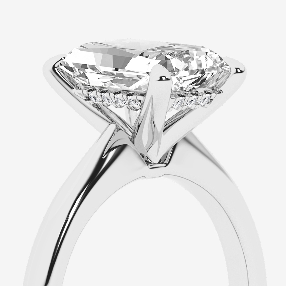 Additional Image 2 for  3 ctw Radiant Lab Grown Diamond Hidden Halo Engagement Ring