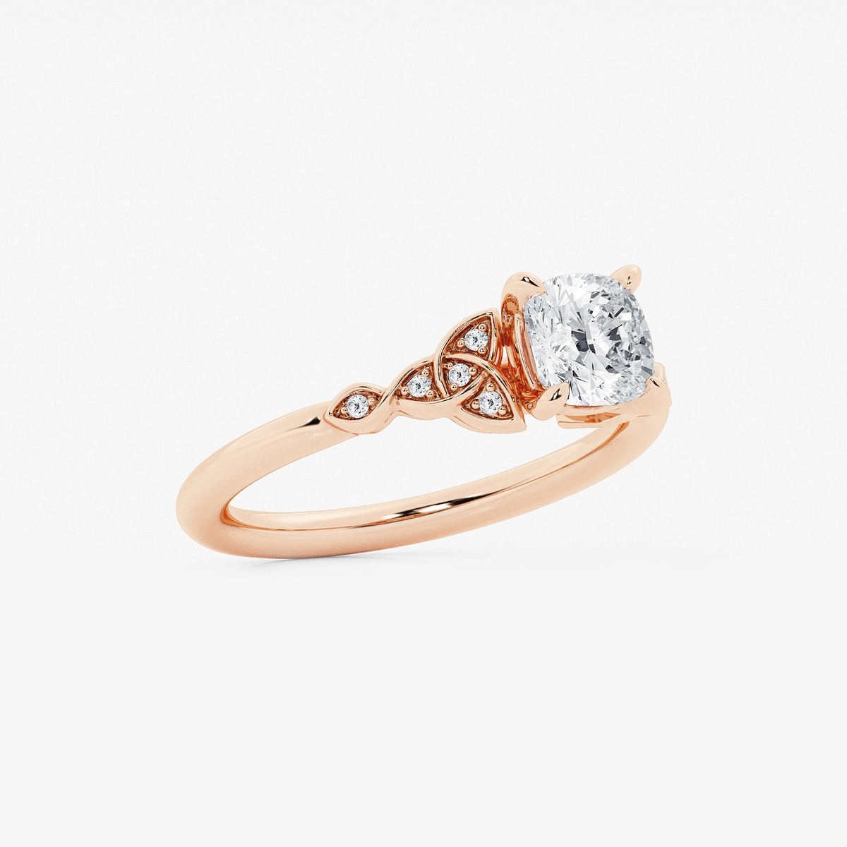 Additional Image 1 for  1 ctw Cushion Lab Grown Diamond Celtic Knot Side Stone Engagement Ring
