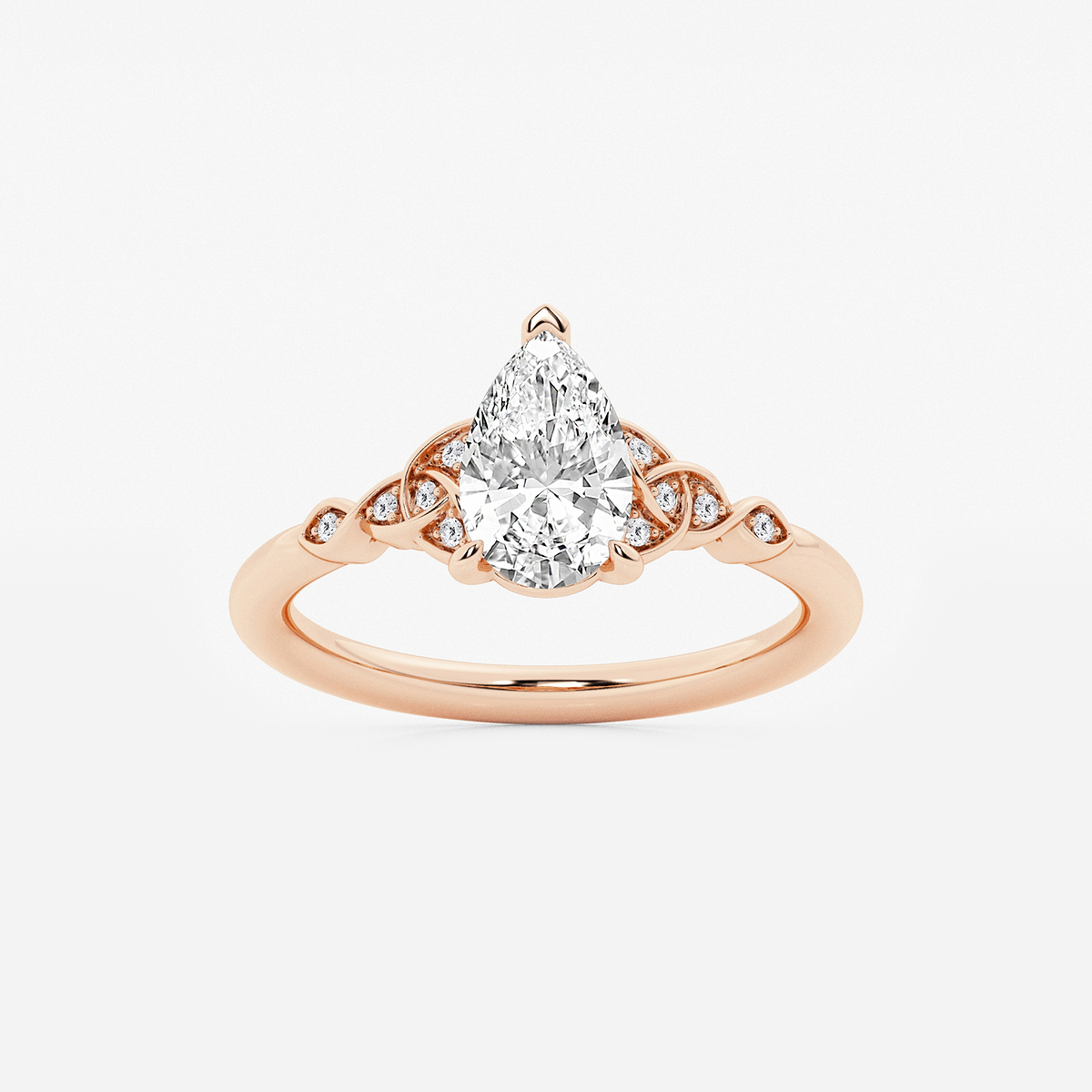 1 ctw Pear Lab Grown Diamond Celtic Knot Side Stone Engagement Ring