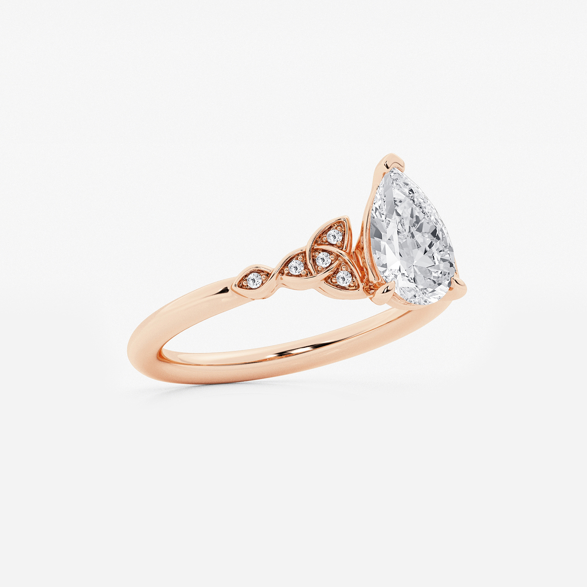 Additional Image 1 for  1 ctw Pear Lab Grown Diamond Celtic Knot Side Stone Engagement Ring