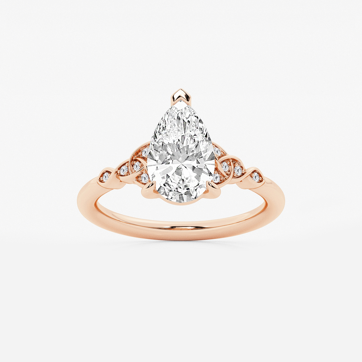 2 ctw Pear Lab Grown Diamond Celtic Knot Side Stone Engagement Ring