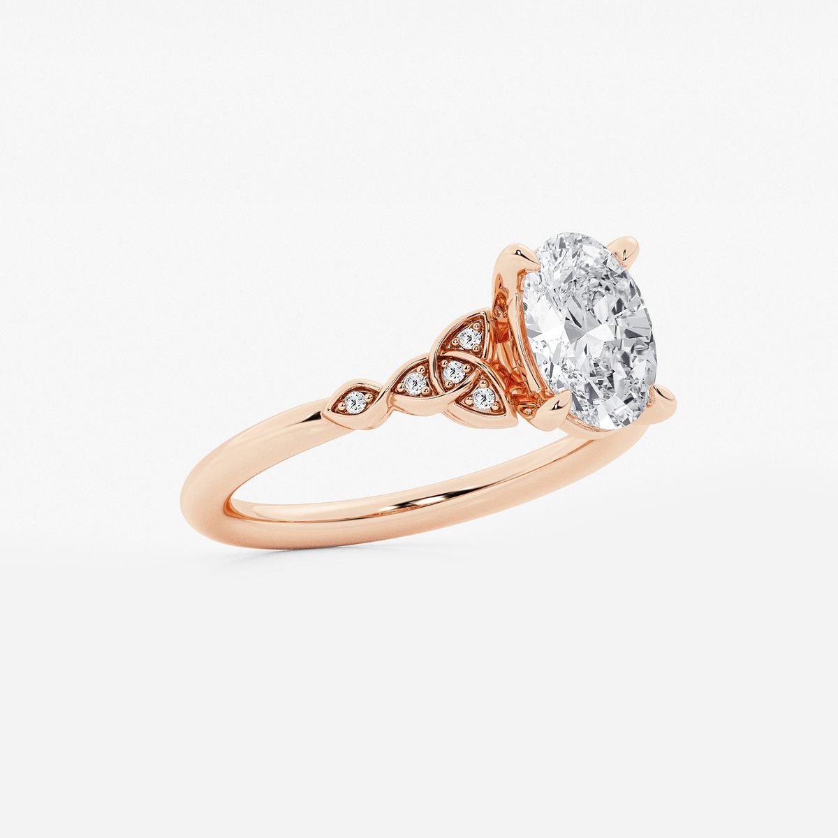 Additional Image 1 for  1 1/2 ctw Oval Lab Grown Diamond Celtic Knot Side Stone Engagement Ring