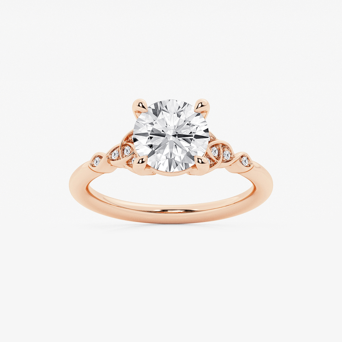 2 ctw Round Lab Grown Diamond Celtic Knot Side Stone Engagement Ring