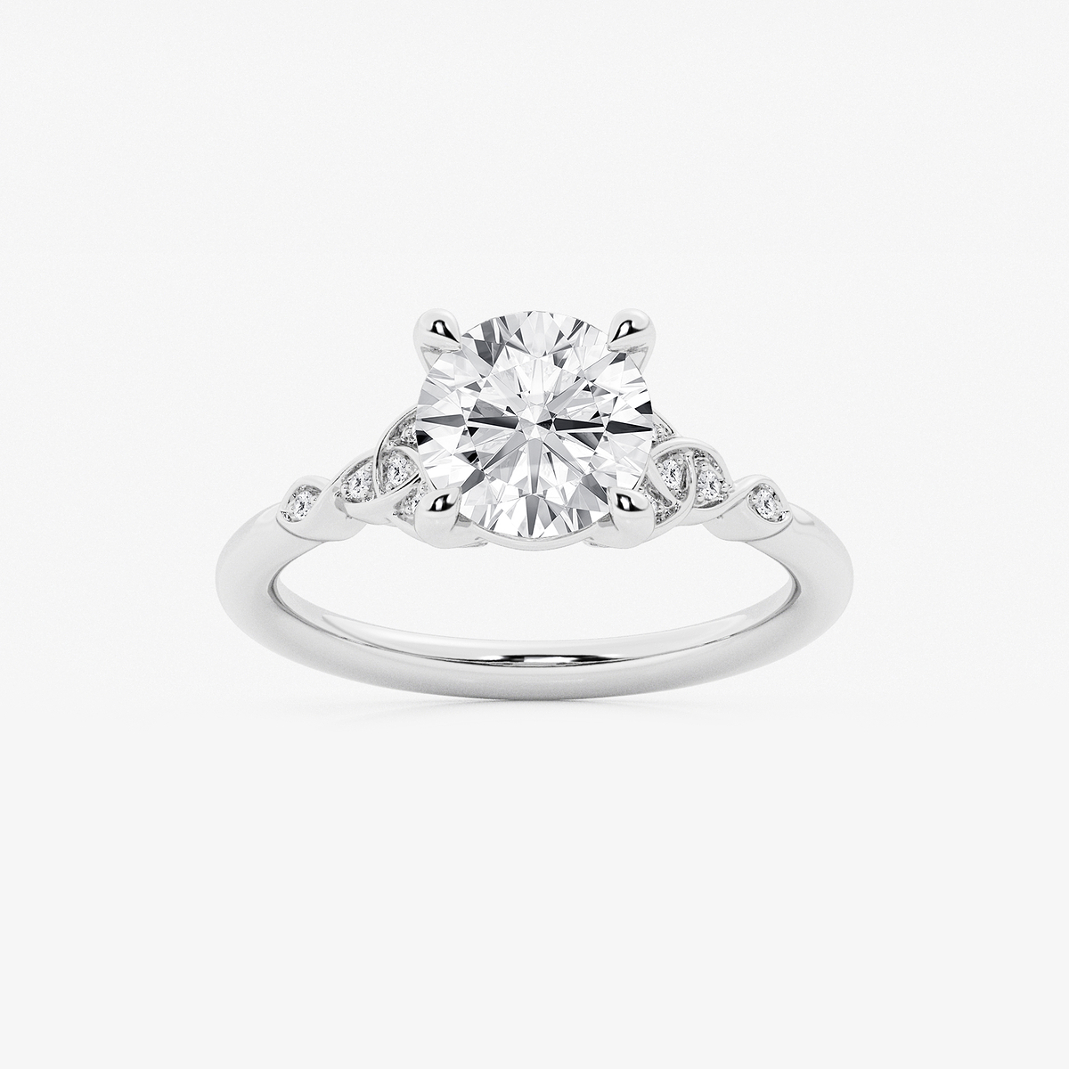 2 ctw Round Lab Grown Diamond Celtic Knot Side Stone Engagement Ring