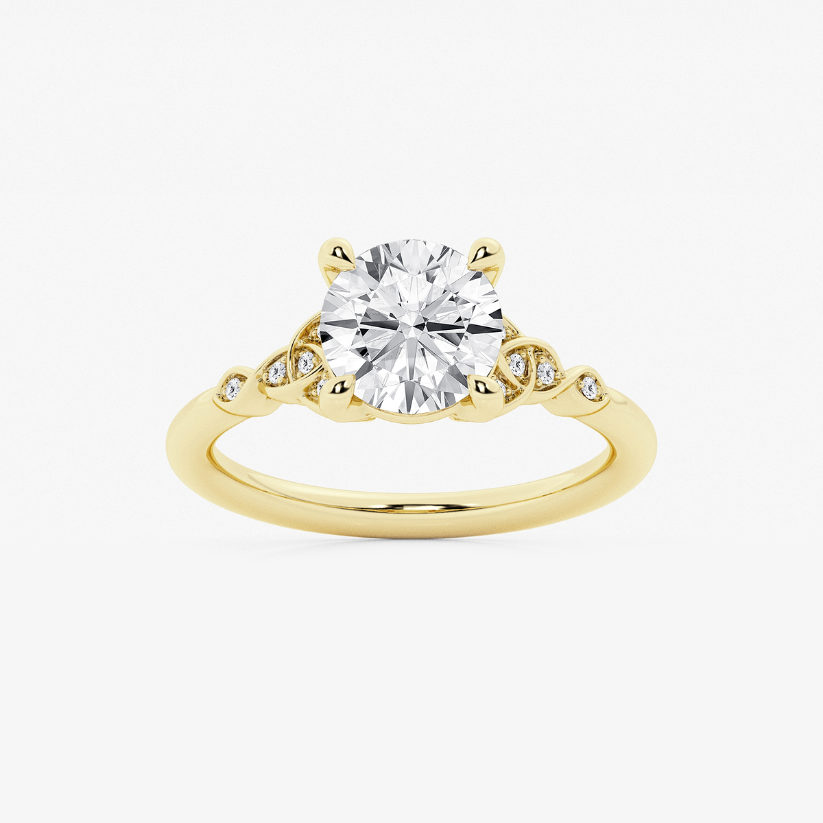 2 ctw Round Lab Grown Diamond Celtic Knot Side Stone Engagement Ring