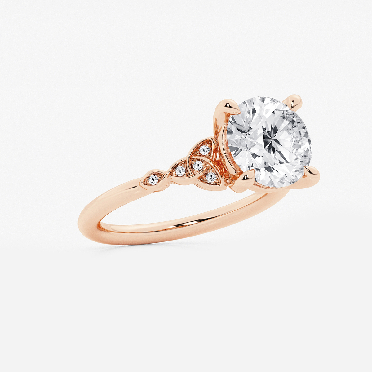 Additional Image 1 for  3 ctw Round Lab Grown Diamond Celtic Knot Side Stone Engagement Ring