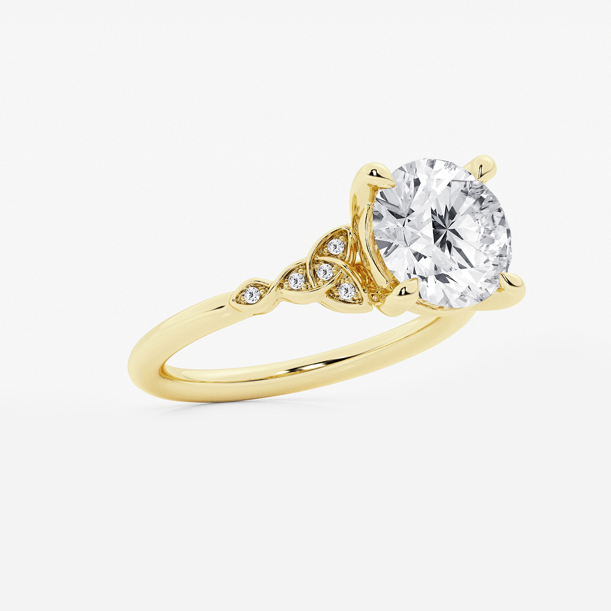 Additional Image 1 for  3 ctw Round Lab Grown Diamond Celtic Knot Side Stone Engagement Ring