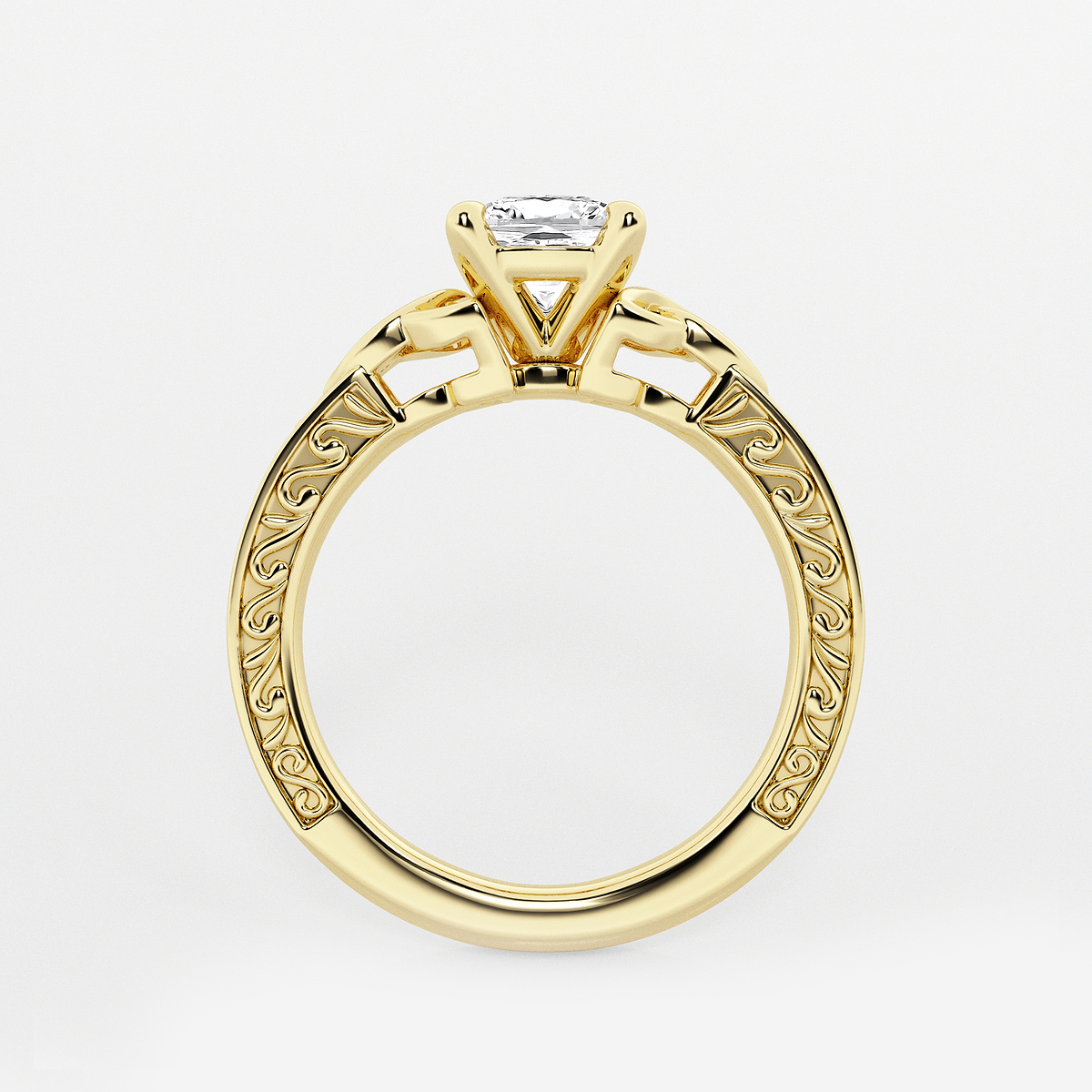 Additional Image 1 for  1 ctw Cushion Lab Grown Diamond Vintage Inspired Celtic Side Stone Engagement Ring