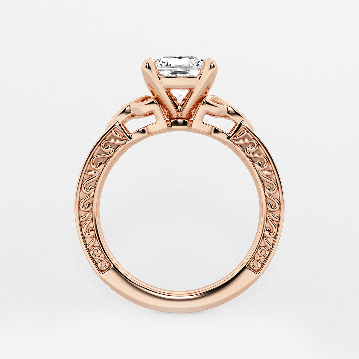 Additional Image 1 for  1 1/2 ctw Cushion Lab Grown Diamond Vintage Inspired Celtic Side Stone Engagement Ring