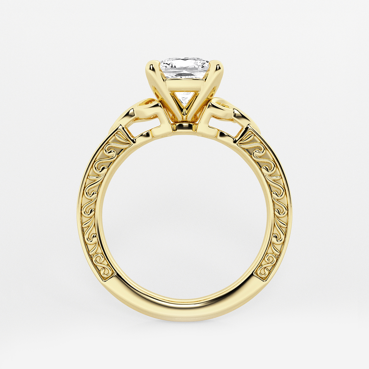 Additional Image 1 for  1 1/2 ctw Cushion Lab Grown Diamond Vintage Inspired Celtic Side Stone Engagement Ring