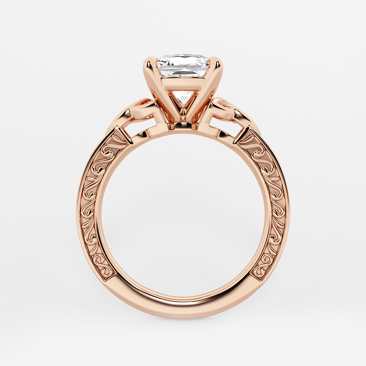 Additional Image 1 for  2 ctw Cushion Lab Grown Diamond Vintage Inspired Celtic Side Stone Engagement Ring