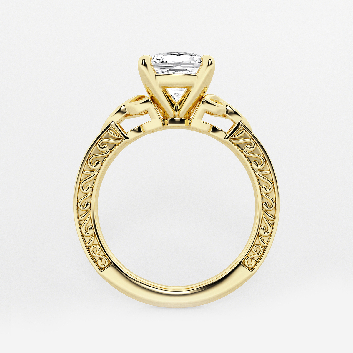 Additional Image 1 for  2 ctw Cushion Lab Grown Diamond Vintage Inspired Celtic Side Stone Engagement Ring