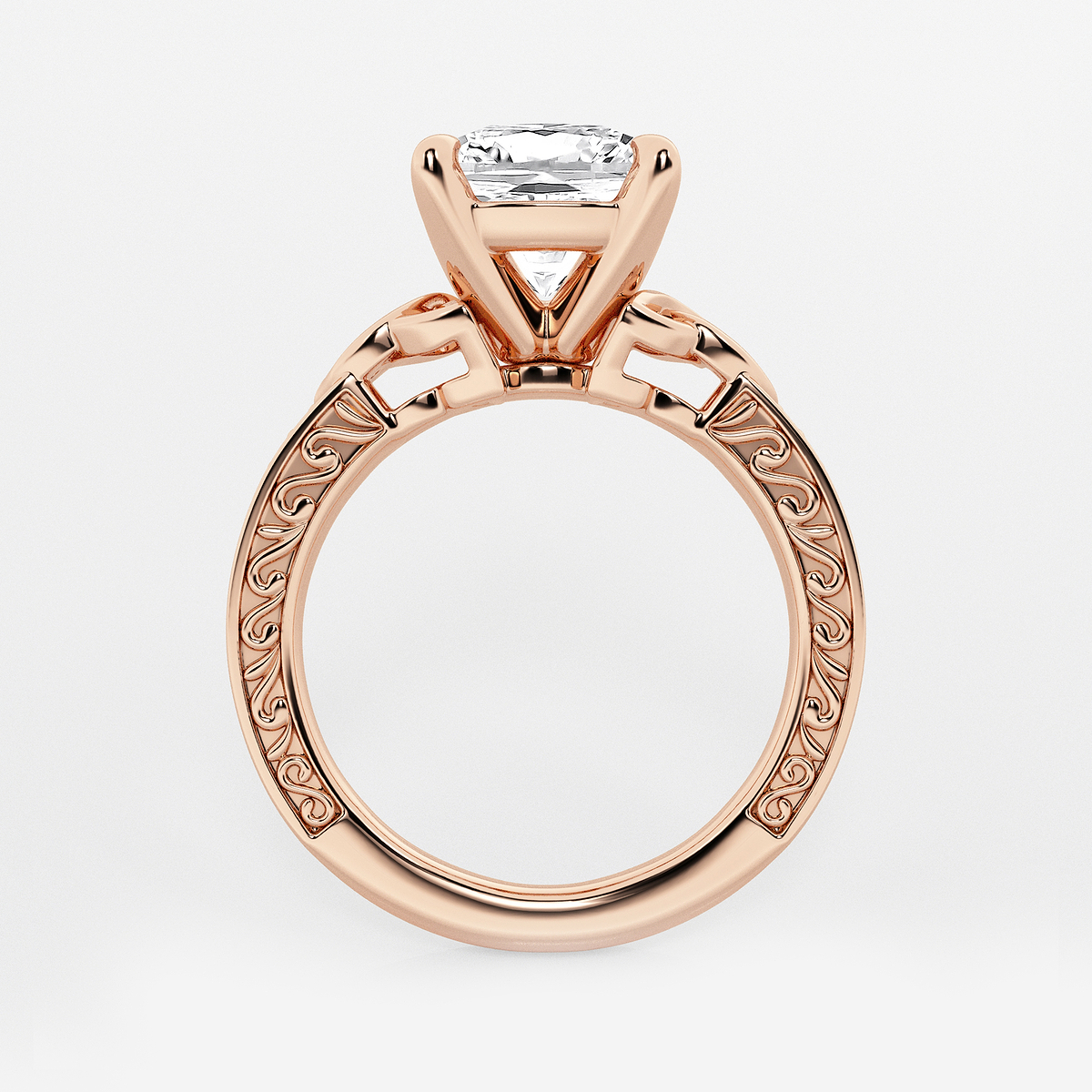 Additional Image 1 for  3 ctw Cushion Lab Grown Diamond Vintage Inspired Celtic Side Stone Engagement Ring