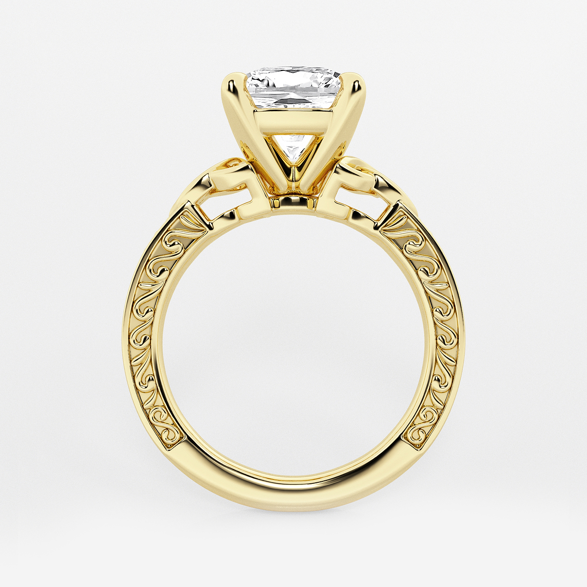 Additional Image 1 for  3 ctw Cushion Lab Grown Diamond Vintage Inspired Celtic Side Stone Engagement Ring