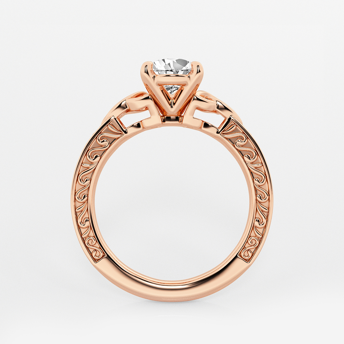 Additional Image 1 for  1 ctw Pear Lab Grown Diamond Vintage Inspired Celtic Side Stone Engagement Ring