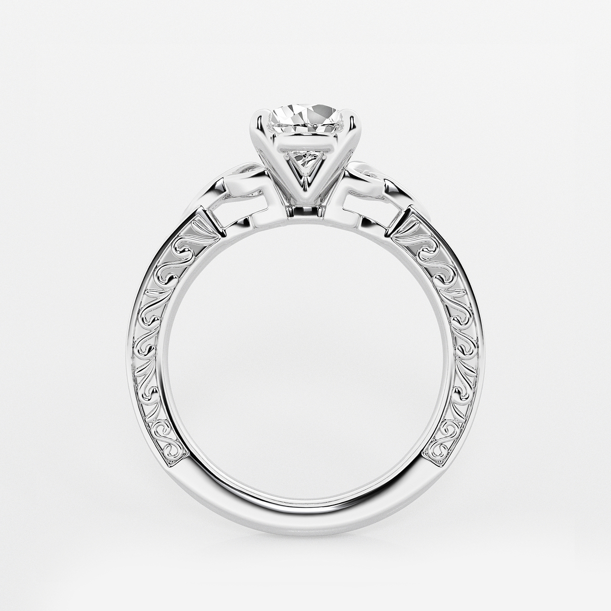 Additional Image 1 for  1 ctw Pear Lab Grown Diamond Vintage Inspired Celtic Side Stone Engagement Ring