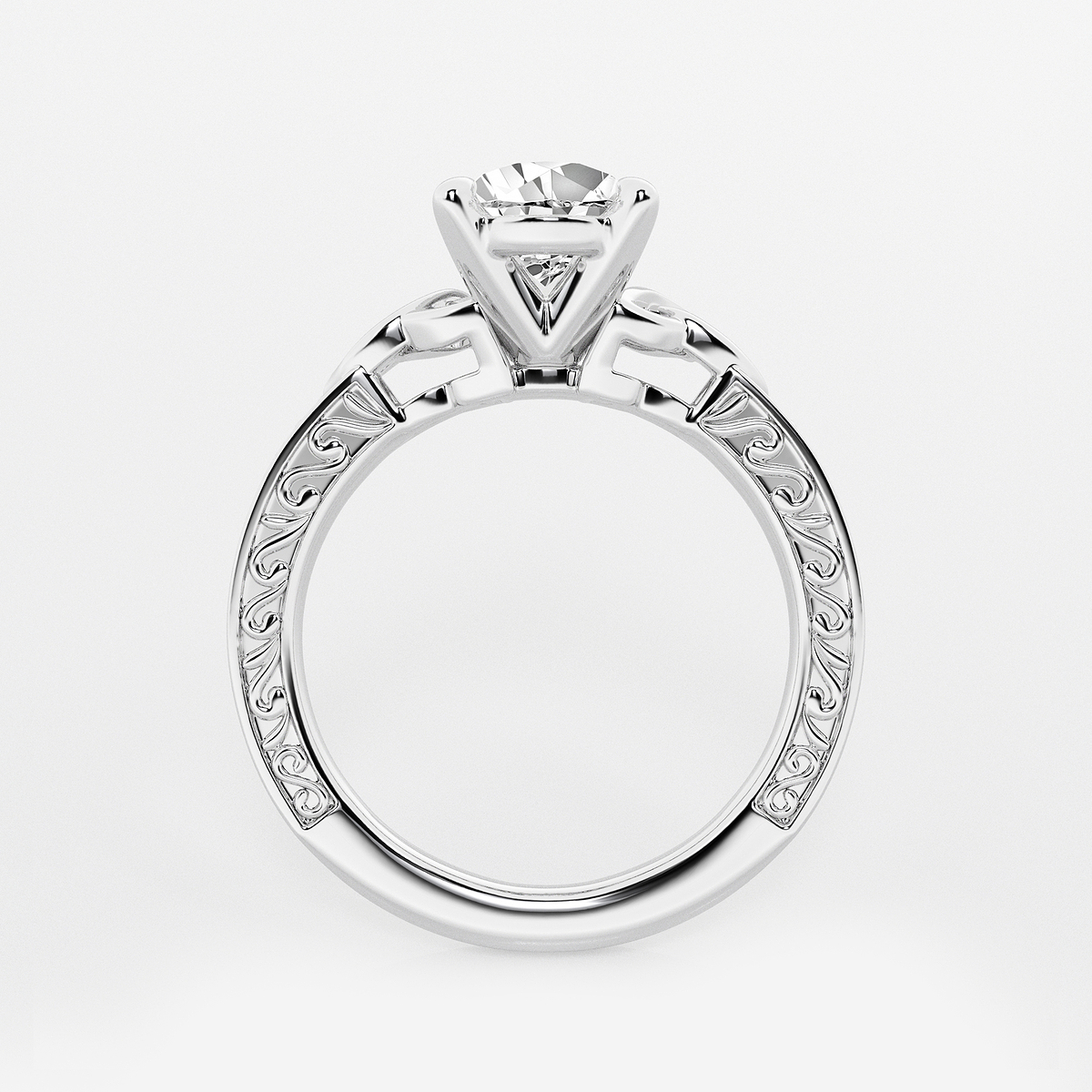 Additional Image 1 for  1 1/2 ctw Pear Lab Grown Diamond Vintage Inspired Celtic Side Stone Engagement Ring
