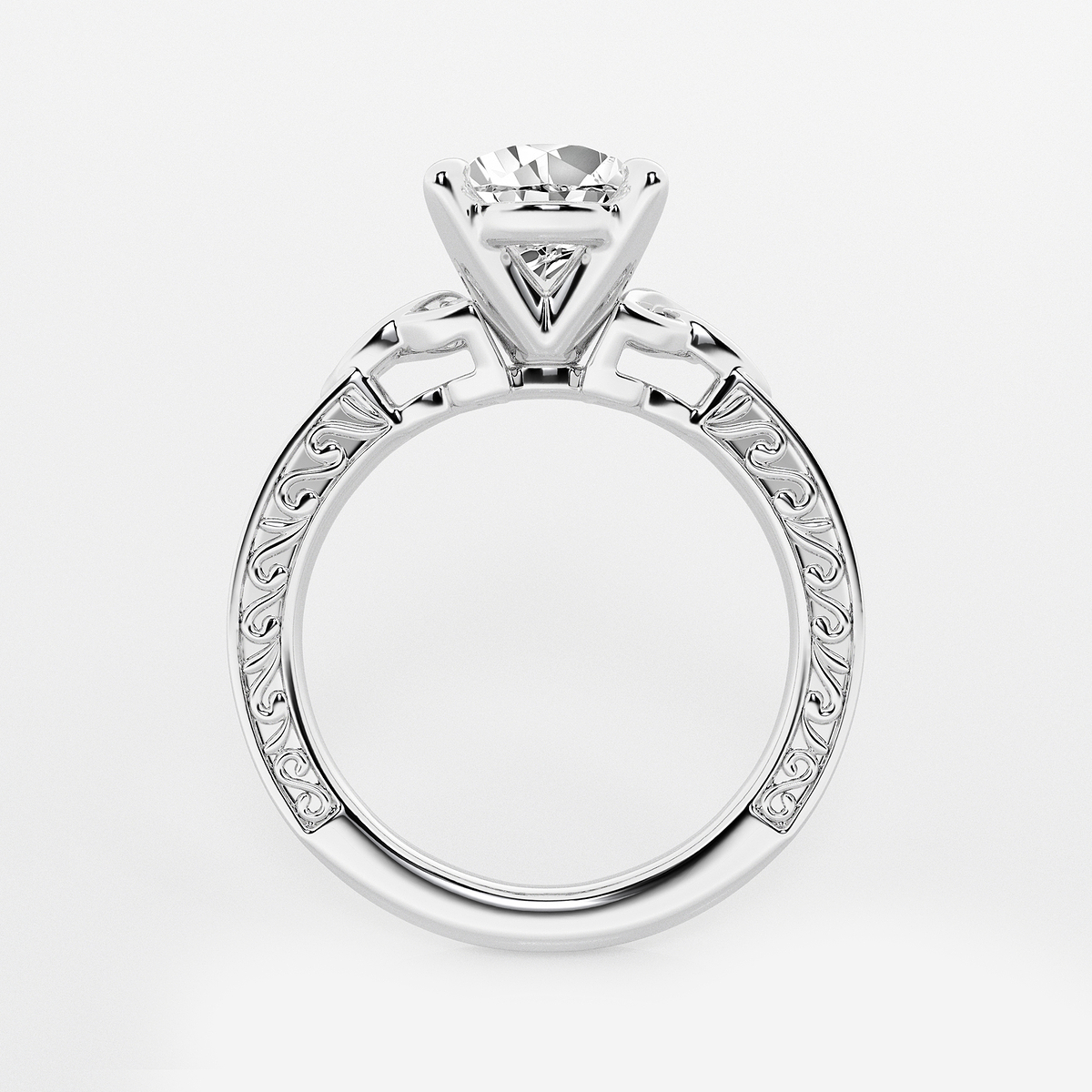 Additional Image 1 for  2 ctw Pear Lab Grown Diamond Vintage Inspired Celtic Side Stone Engagement Ring