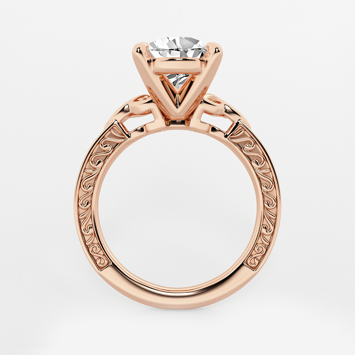 Additional Image 1 for  3 ctw Pear Lab Grown Diamond Vintage Inspired Celtic Side Stone Engagement Ring
