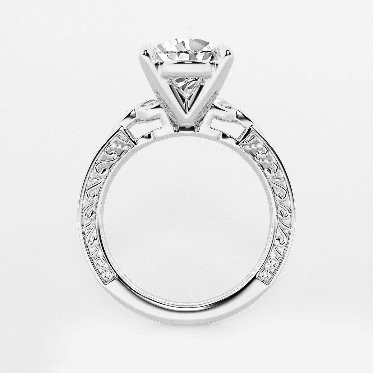 Additional Image 1 for  3 ctw Pear Lab Grown Diamond Vintage Inspired Celtic Side Stone Engagement Ring