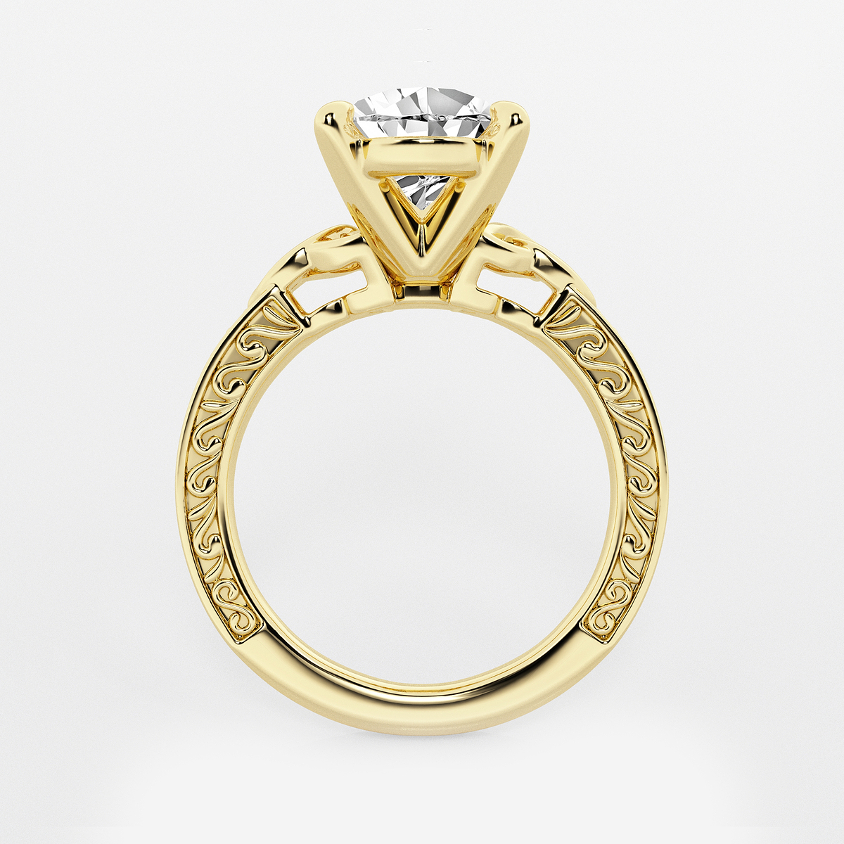 Additional Image 1 for  3 ctw Pear Lab Grown Diamond Vintage Inspired Celtic Side Stone Engagement Ring