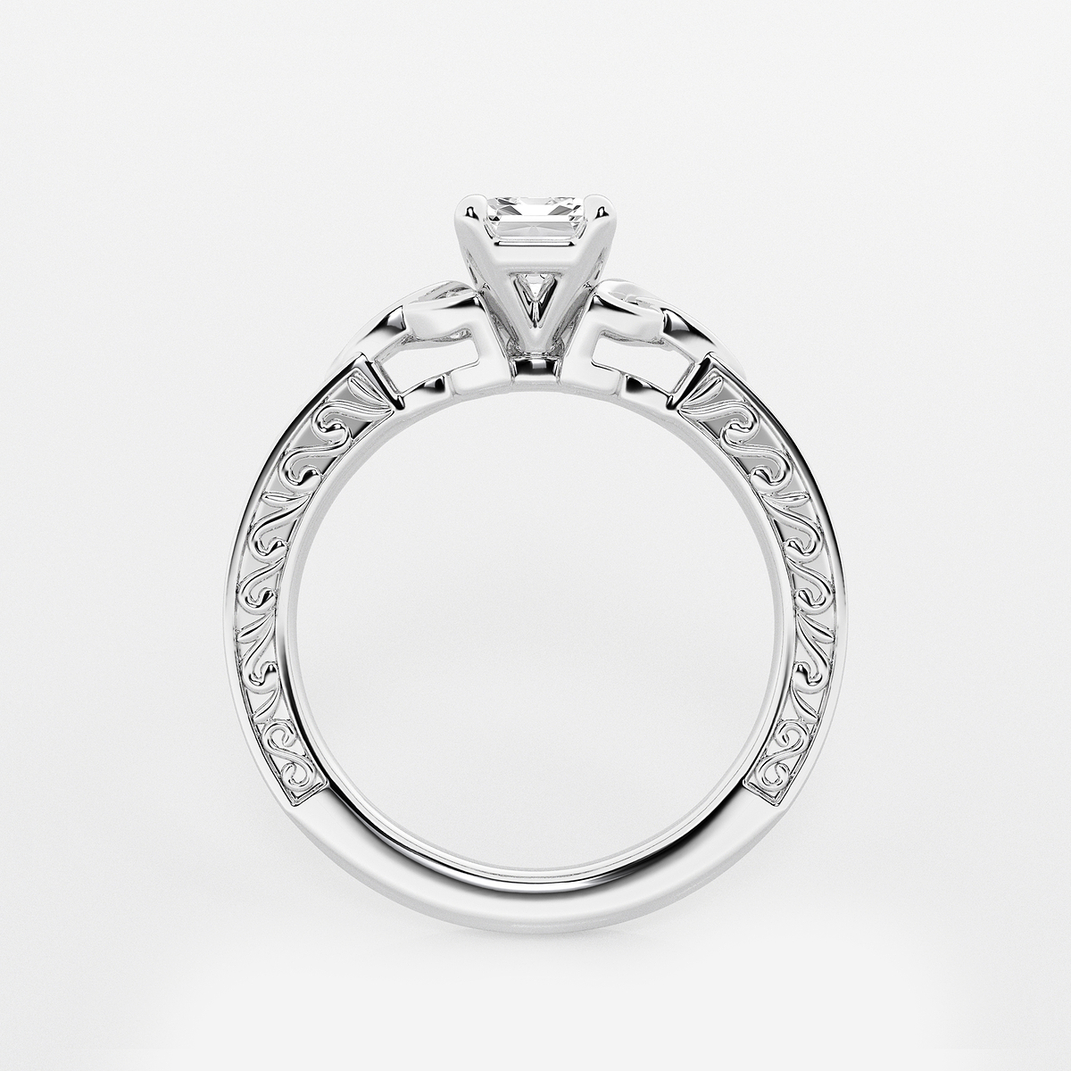 Additional Image 1 for  1 ctw Emerald Lab Grown Diamond Vintage Inspired Celtic Side Stone Engagement Ring
