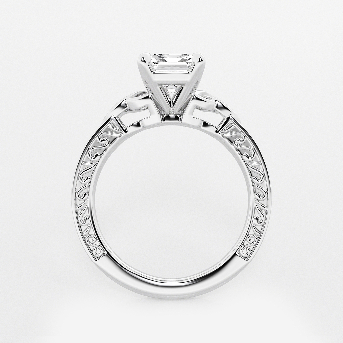 Additional Image 1 for  2 ctw Emerald Lab Grown Diamond Vintage Inspired Celtic Side Stone Engagement Ring