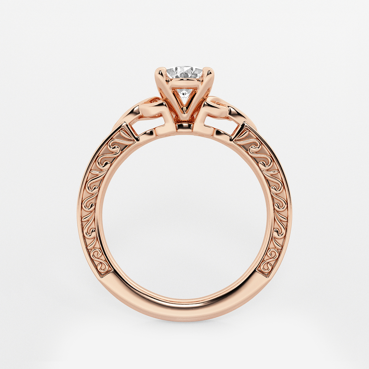 Additional Image 1 for  1 ctw Oval Lab Grown Diamond Vintage Inspired Celtic Side Stone Engagement Ring