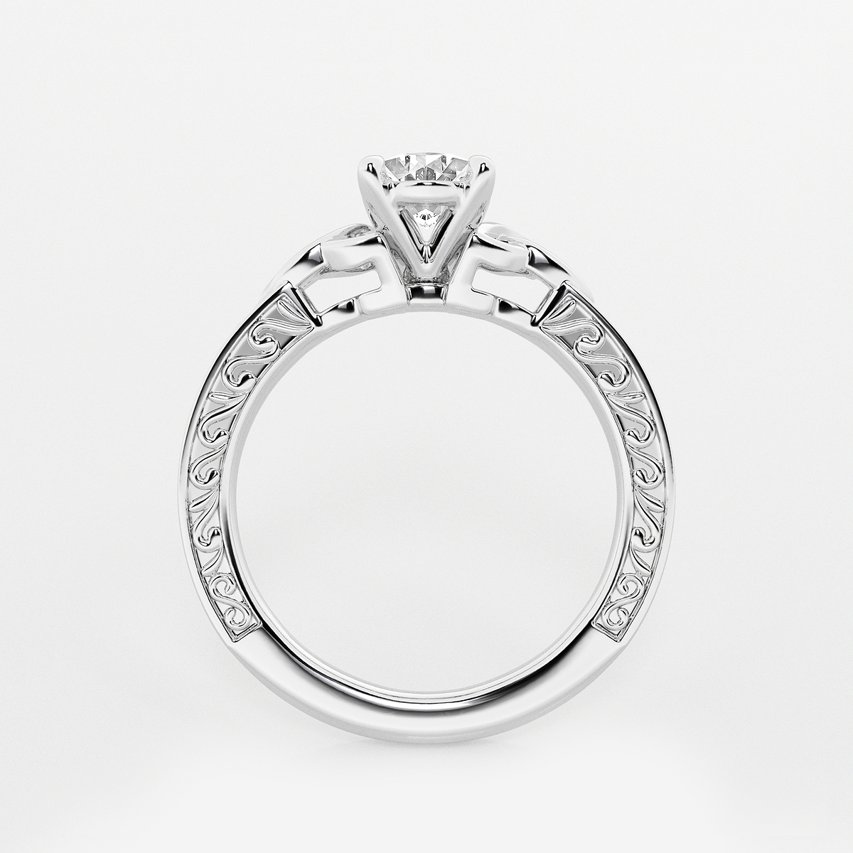 Additional Image 1 for  1 ctw Oval Lab Grown Diamond Vintage Inspired Celtic Side Stone Engagement Ring