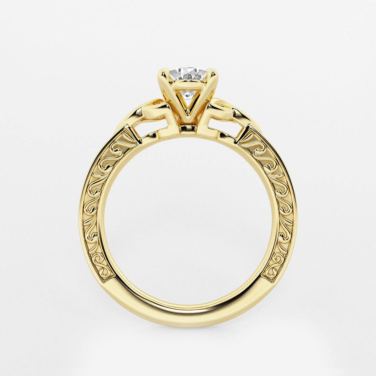 Additional Image 1 for  1 ctw Oval Lab Grown Diamond Vintage Inspired Celtic Side Stone Engagement Ring