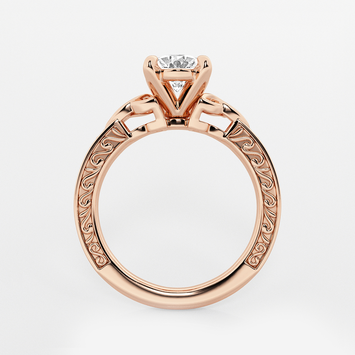 Additional Image 1 for  1 1/2 ctw Oval Lab Grown Diamond Vintage Inspired Celtic Side Stone Engagement Ring