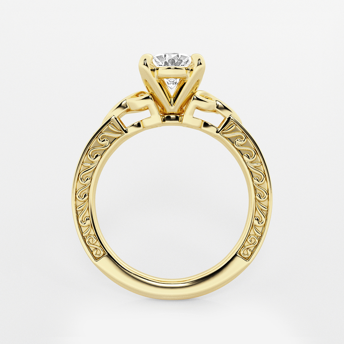 Additional Image 1 for  1 1/2 ctw Oval Lab Grown Diamond Vintage Inspired Celtic Side Stone Engagement Ring