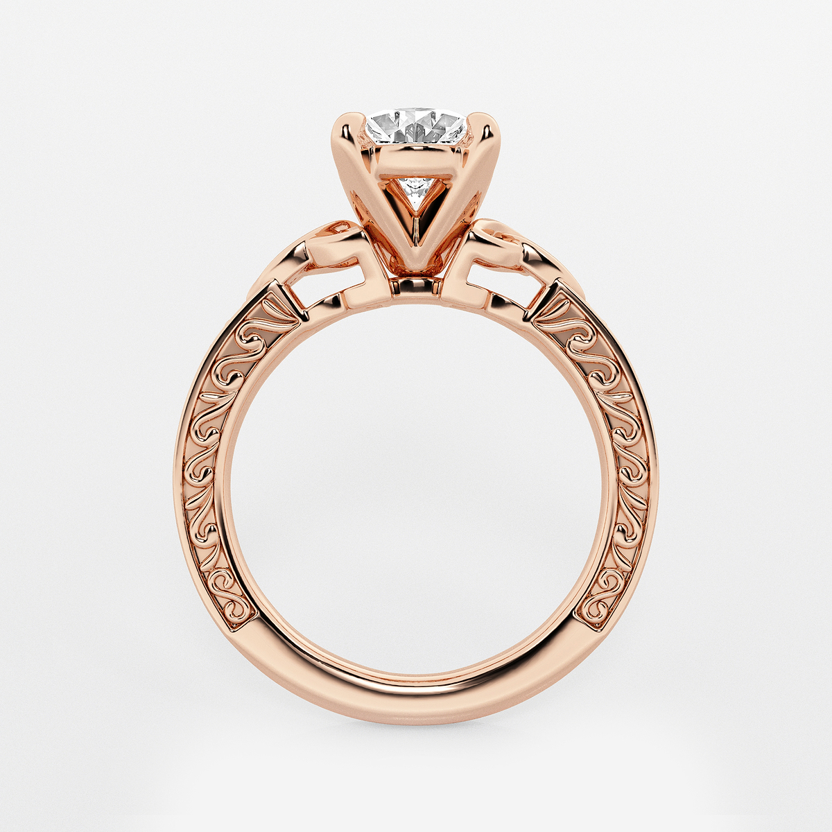 Additional Image 1 for  2 ctw Oval Lab Grown Diamond Vintage Inspired Celtic Side Stone Engagement Ring